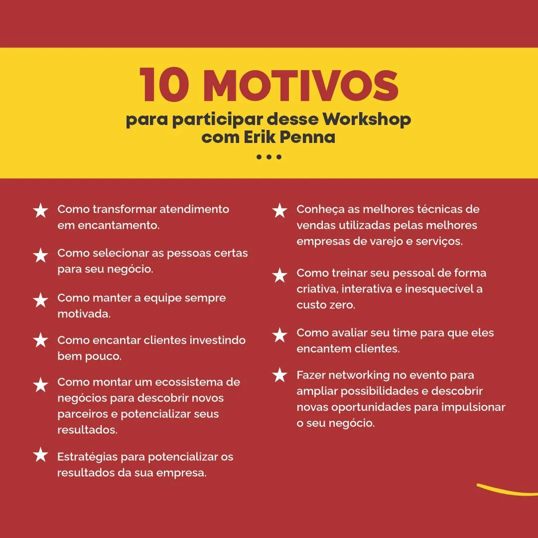 Motivos para participar do workshop com Erik Penna