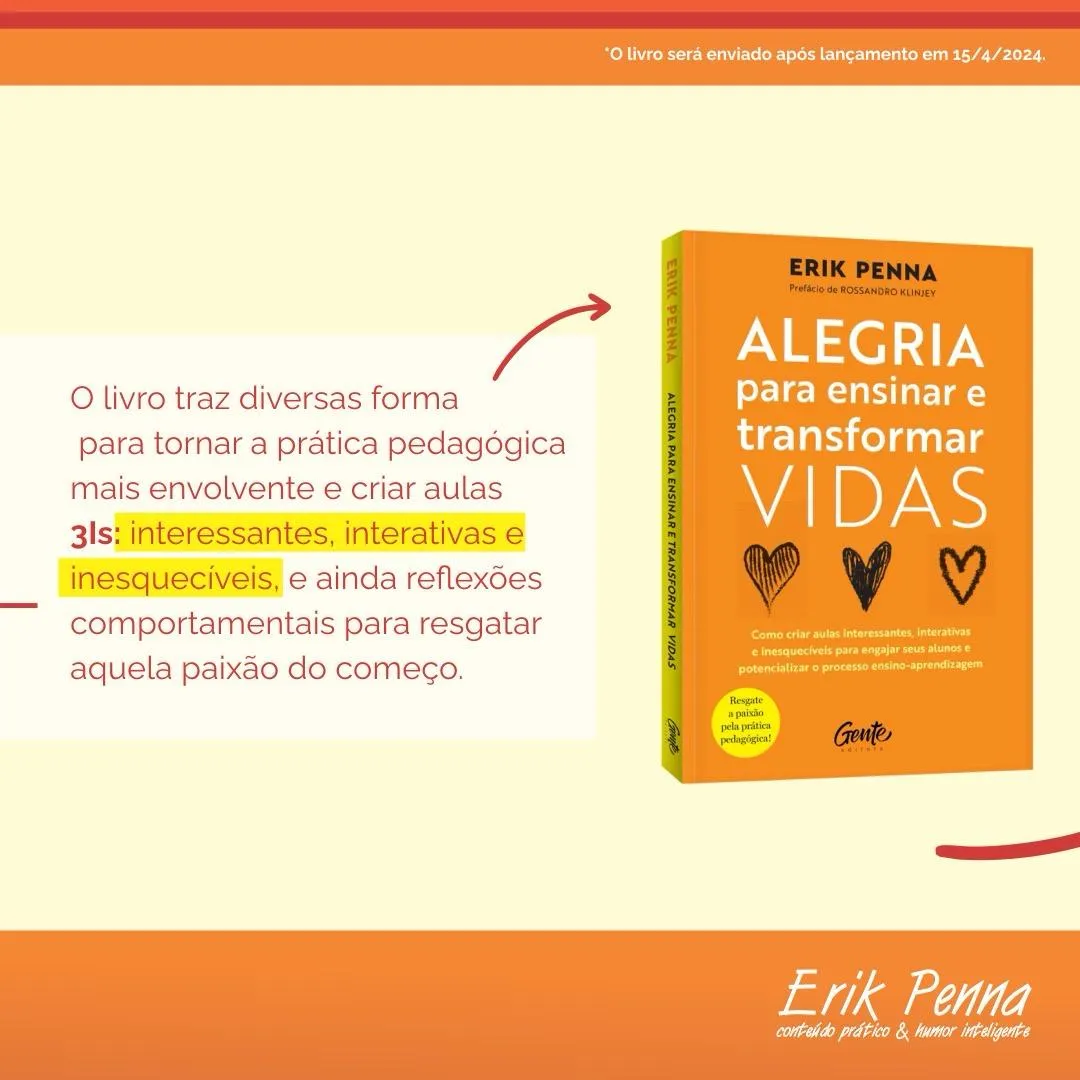 Frase motivacional do livro Alegria para Ensinar e Transformar Vidas