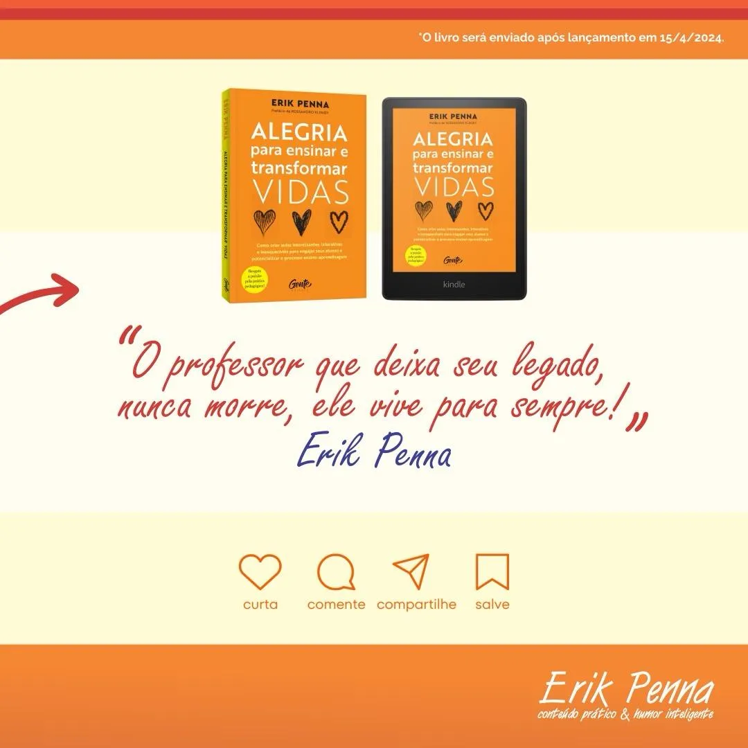 Frase motivacional do livro Alegria para Ensinar e Transformar Vidas