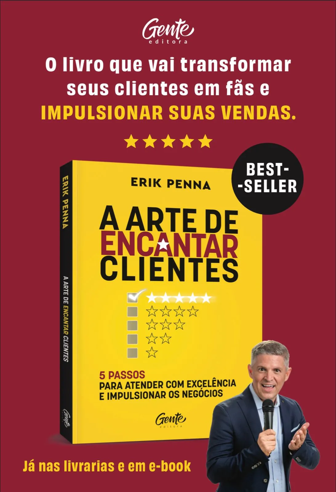 Livro A Arte de Encantar Clientes com selo de best-seller nas livrarias