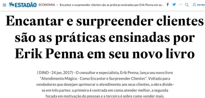 Matéria com Erik Penna no jornal O Estado de São Paulo