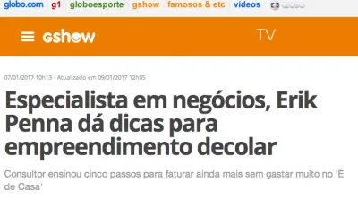 Matéria com Erik Penna no G1
